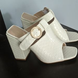 White Open Toe Mules
